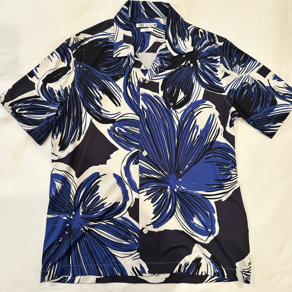 Zara Black and Blue Patterned Shirt